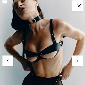 Marie Mur noah black leather bra harness NWT